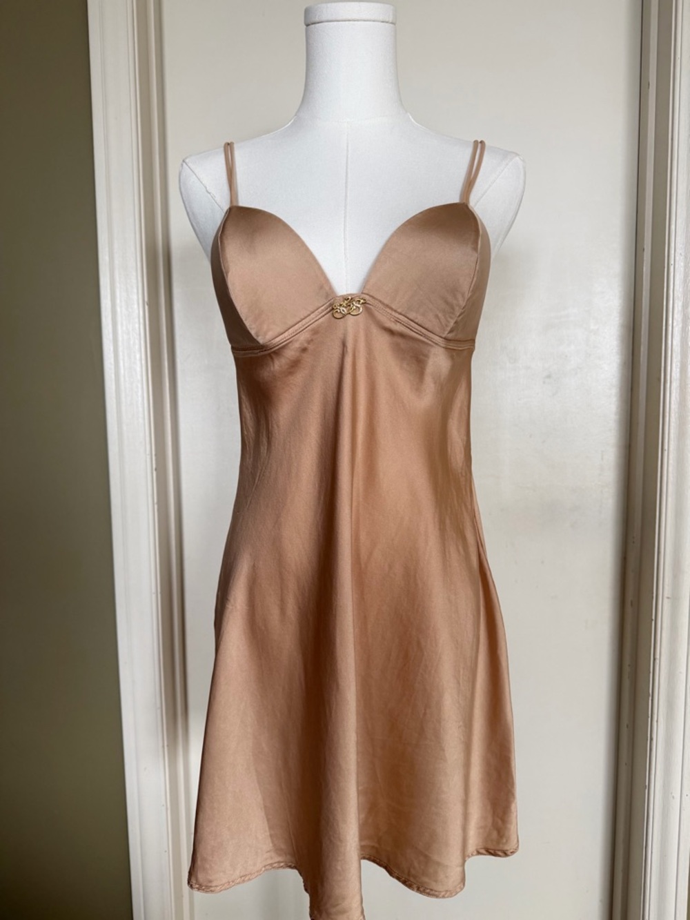 Silk & Satin 100% Silk Champagne Chemise Slip Nightgown M
